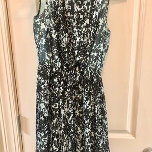 Banana Republic Aqua and Black Pleated Dress